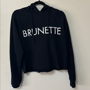 Brunette The Label Black Cropped Hooded Pullover with Neck Tag